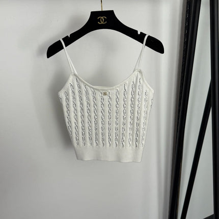 CHANEL 26S KNITTED RHINESTONE-EMBELLISHED CAMI 681