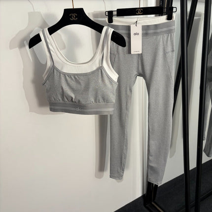 ALO 26S LAYERED SPORTS BRA & HIGH-WAIST LEGGINGS SET 259