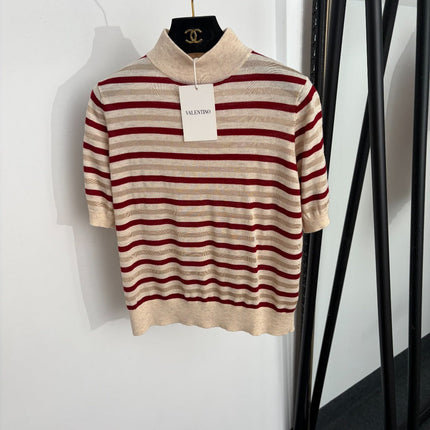 VALENTINO 26S SHORT-SLEEVE TURTLENECK KNIT TOP 436