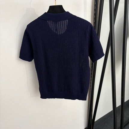 CHANEL 26S SHORT-SLEEVE POLO KNIT TOP 1363