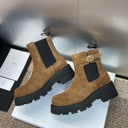 CELINE 26S ANKLE BOOTS 45 MM IN BROWN SUEDE