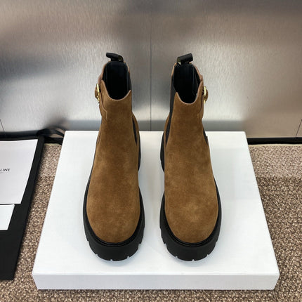 CELINE 26S ANKLE BOOTS 45 MM IN BROWN SUEDE
