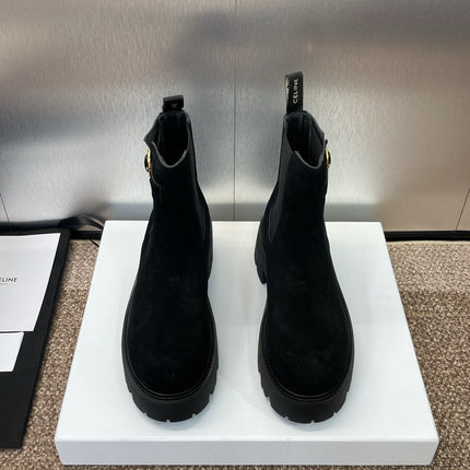CELINE 26S ANKLE BOOTS 45 MM IN BLACK SUEDE