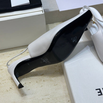 CELINE 26S SLINGBACK HEELS 65 MM IN WHITE CALFSKIN