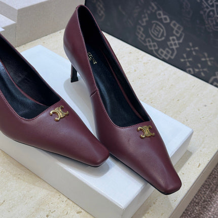 CELINE 26S HIGH HEELS 65 MM IN DARK RED CALFSKIN