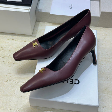 CELINE 26S HIGH HEELS 65 MM IN DARK RED CALFSKIN