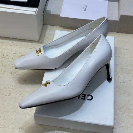 CELINE 26S HIGH HEELS 65 MM IN WHITE CALFSKIN
