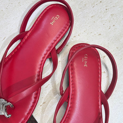 CELINE 26S THONG SANDALS IN RED CALFSKIN