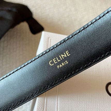 CELINE 25S BELT 25MM IN BLACK CALFSKIN GOLD HARDWARE 561796