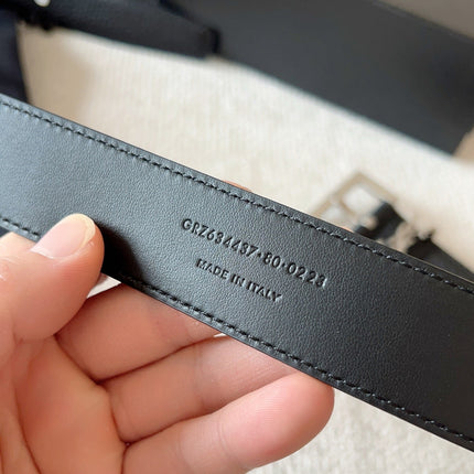 YSL 25S BELT 30 MM IN BLACK CALFSKIN 571014