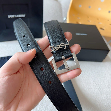 YSL 25S BELT 30 MM IN BLACK CALFSKIN 571014