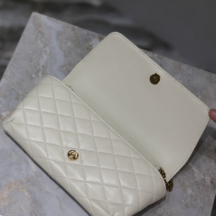 YSL 25S SAINT LAURENT GABY 19 IN BLANC VINTAGE QUILTED CALFSKIN GOLD HARDWARE