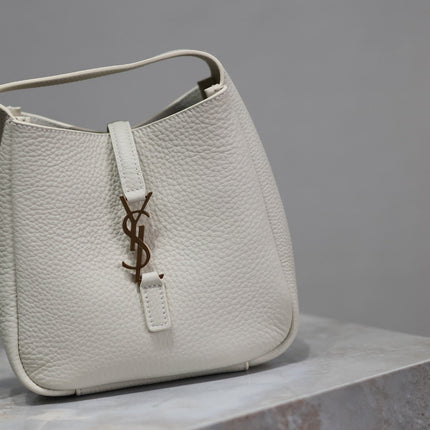 YSL 25S LE 5 À 7 BAG 16 IN BLANC VINTAGE GRAINED CALFSKIN GOLD HARDWARE