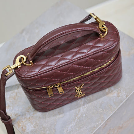 GABY MINI VANITY 18 IN AUBURN RED LAMBSKIN GOLD HARDWARE