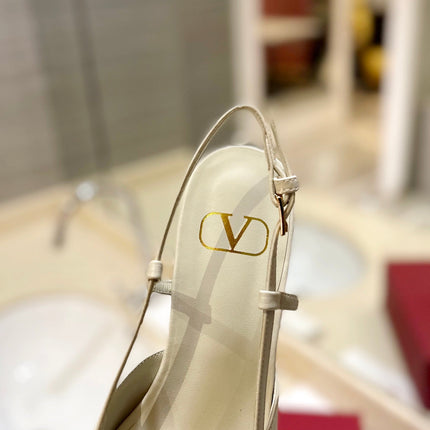 VALENTINO 26S SLINGBACK IN CREAM WHITE SMOOTH CALFSKIN