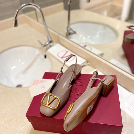 VALENTINO 26S SLINGBACK IN BEIGE PINK SMOOTH CALFSKIN