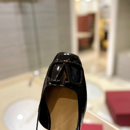 VALENTINO 26S SLINGBACK IN BLACK PATENT CALFSKIN
