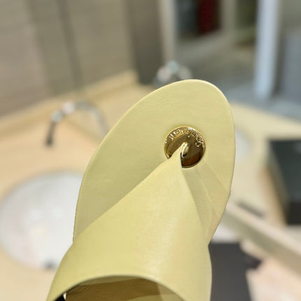 SL KOUROS THONG SANDALS PASTEL YELLOW CALFSKIN