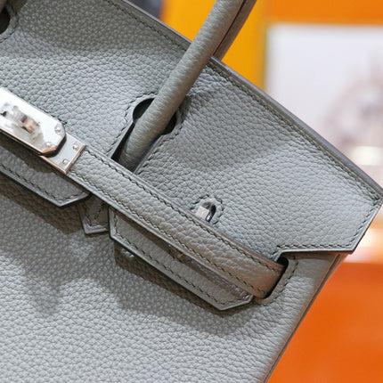 HM 25S BIRKIN BAG 25 CM IN GREY TOGO WITH SILVER HARDWARE
