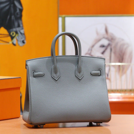 HM 25S BIRKIN BAG 25 CM IN GREY TOGO WITH SILVER HARDWARE
