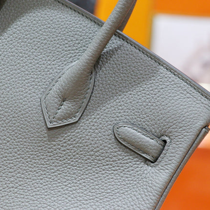 HM 25S BIRKIN BAG 25 CM IN GREY TOGO WITH SILVER HARDWARE