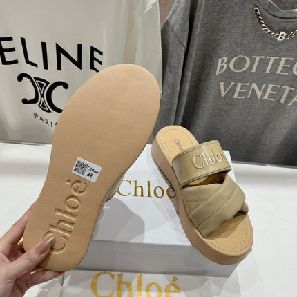 MILA PLATFORM 5 CM IN OYSTER GREY NYLON WITH EMBROIDERED LOGO