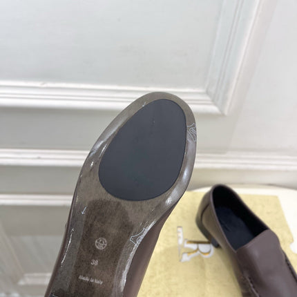 THE ROW 26S MOCCASIN LOAFERS 20MM IN BROWN CALFSKIN