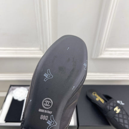 CHANEL 26S MULES IN BLACK LAMBSKIN FABRIC
