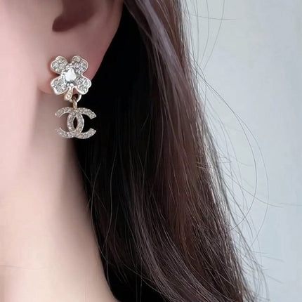 PENDANT EARRINGS CC 25P IN GOLD AND CRYSTAL